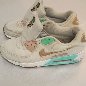 Nike Kids Cream Sneakers with Mint & Peach Accents - Pineapple Tongue Detail
